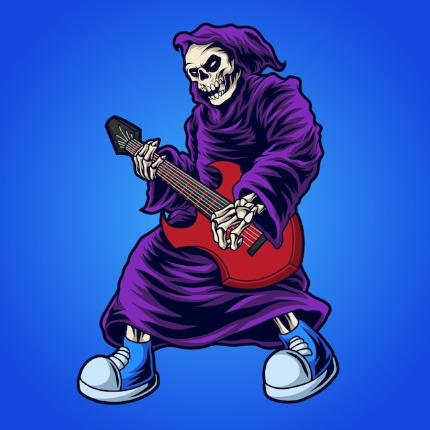 Grim reaper gitaar spelen illustratie