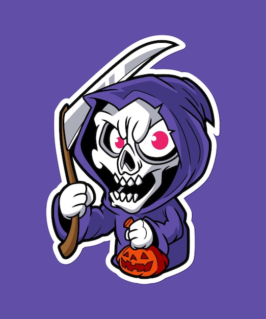 Grim reaper halloween horror cartoon creature character illustration