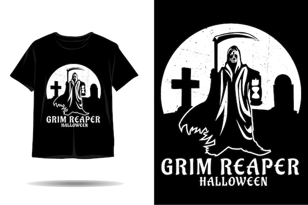 Grim reaper halloween silhouette tshirt design