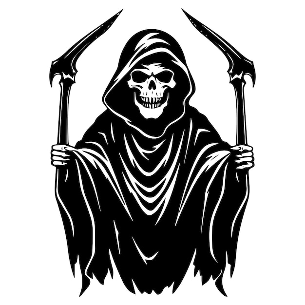 Vector grim reaper hand drawn illustration