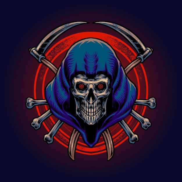 The grim reaper head illustration vector