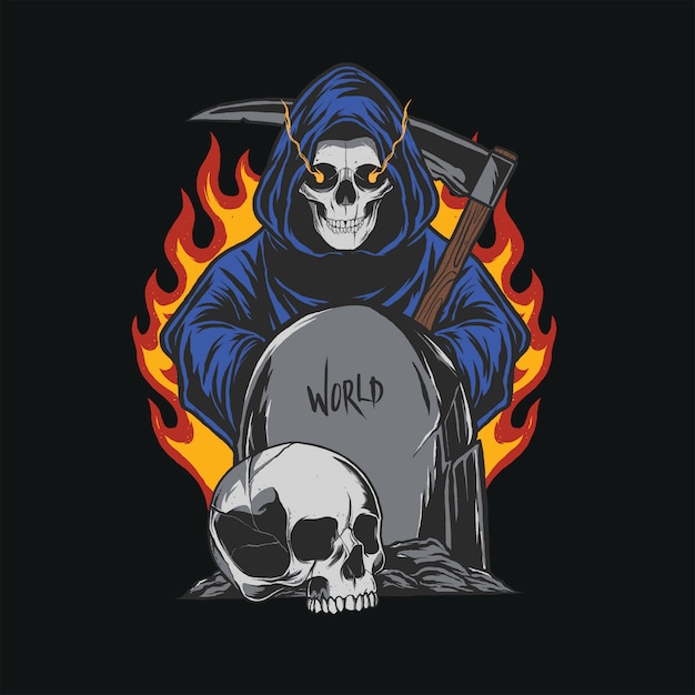 Vector grim reaper illustratie ontwerp