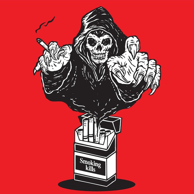 Grim reaper illustration smoking kills