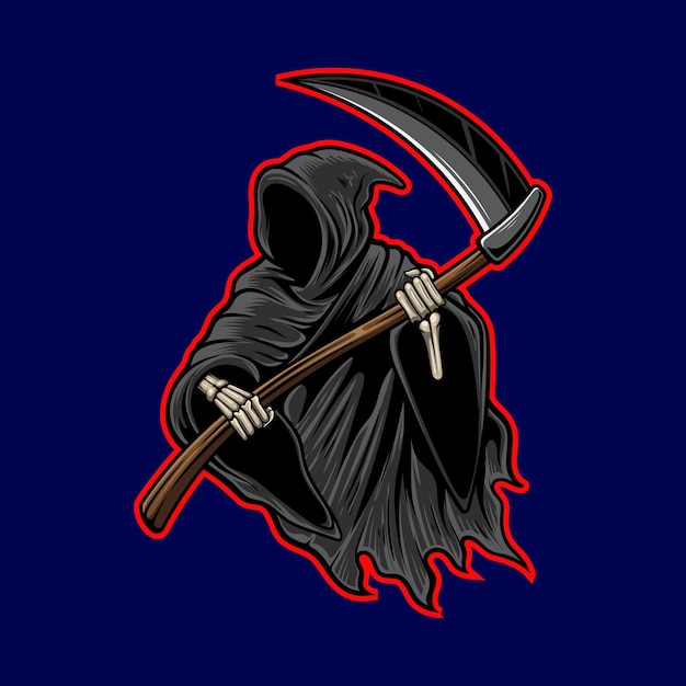 Illustrazione di grim reaper con vettore di stock di qualità premium