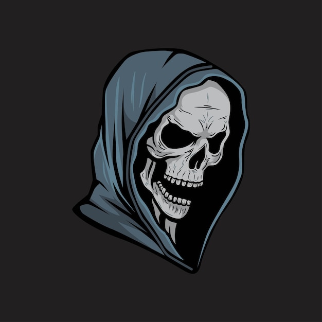 Vector grim reaper kapsel schedel shirt ontwerp