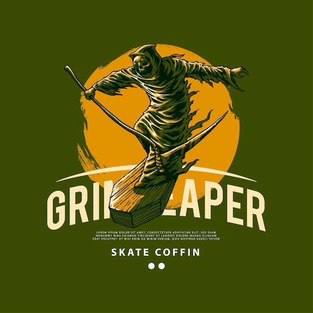 grim reaper-kunstwerk met streetwear-ontwerpstijl