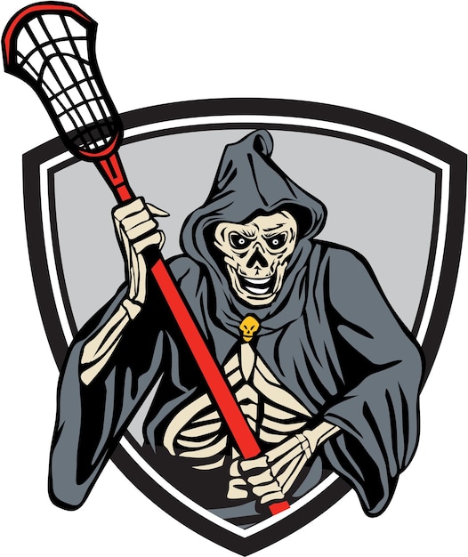 Grim reaper lacrosse speler crosse stick retro