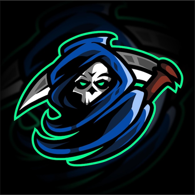 Grim reaper mascot gaming logo