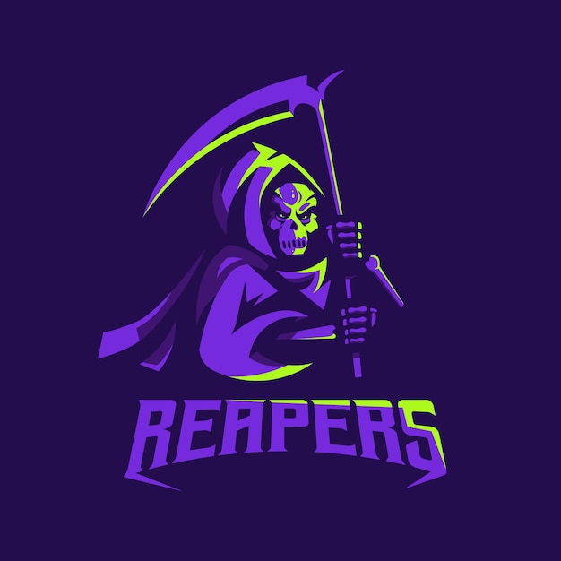 Vector grim reaper mascotte sport logo ontwerp illustratie vector