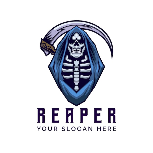 Grim Reaper Scythe Logo Design Template Vector Illustration Template