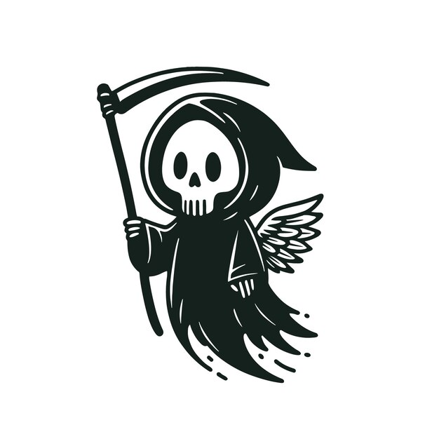 Vector grim reaper scythe with wings vector illustration