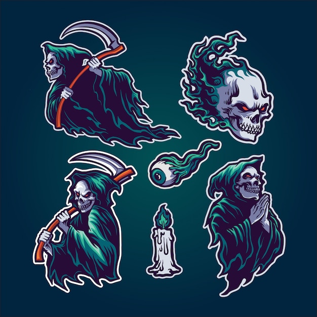 Vector grim reaper set