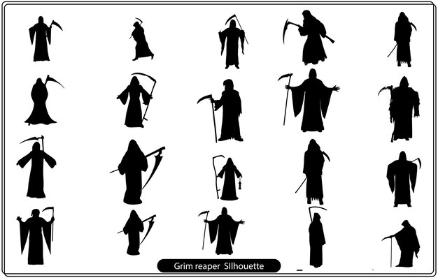 Grim reaper Silhouette vector set