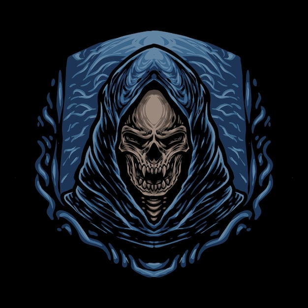 Vector the grim reaper skull head illustration