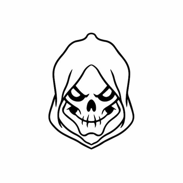 Grim reaper simbolo logo su sfondo bianco decal stencil tattoo design piatto illustrazione vettoriale