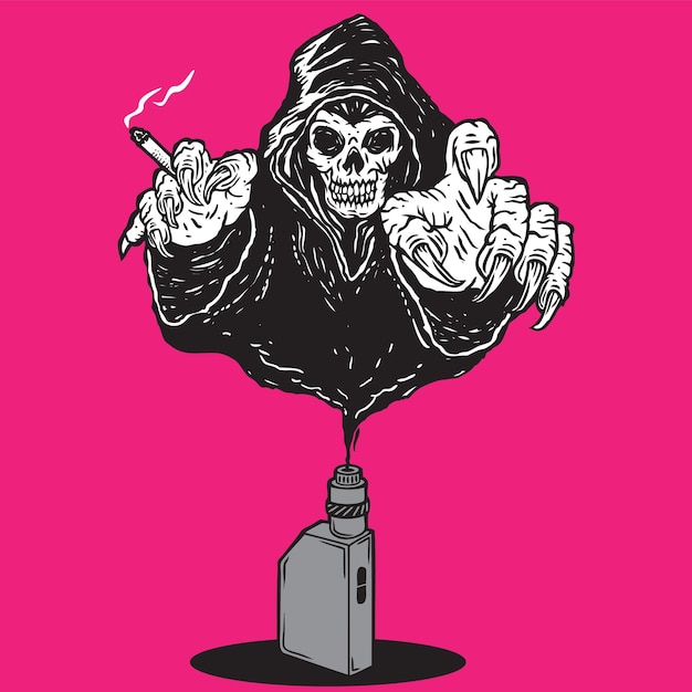 Grim reaper vape smoke illustration