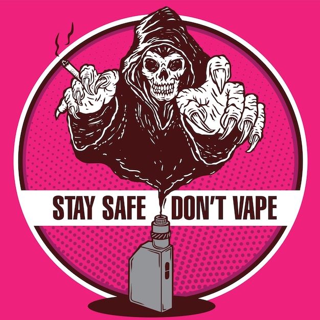 Вектор Дизайн эмблемы курения grim reaper vape