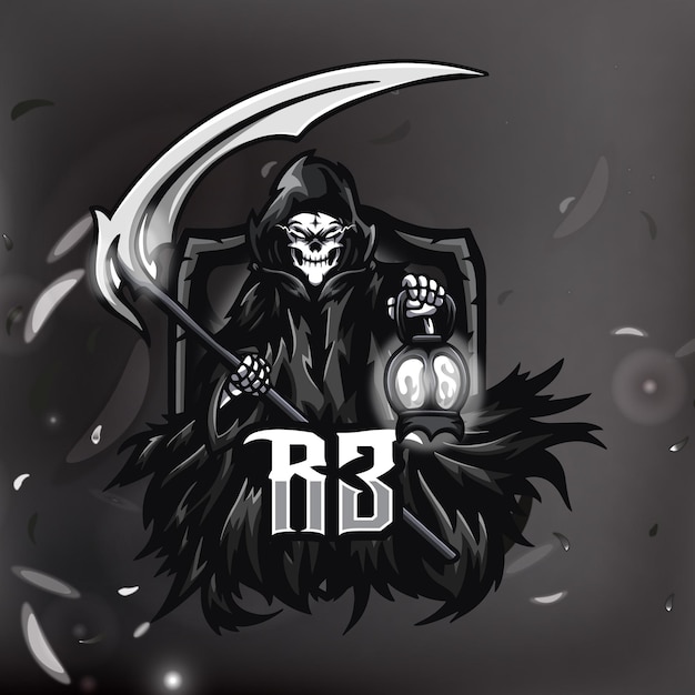 Vector a grim reaper with a scythe mascot logo