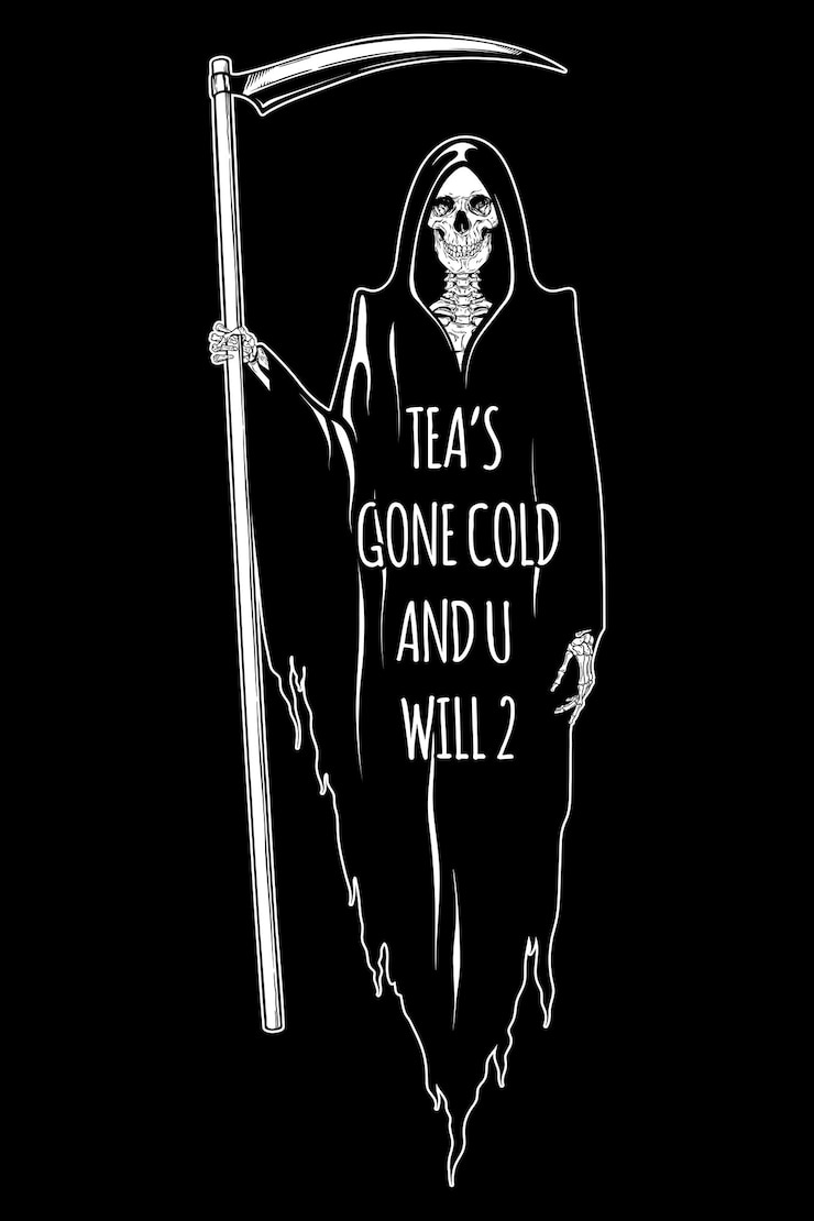 Vector grim reaper with the scythe posing isolated vector illustration hand drawn gothic style placard poster or print design