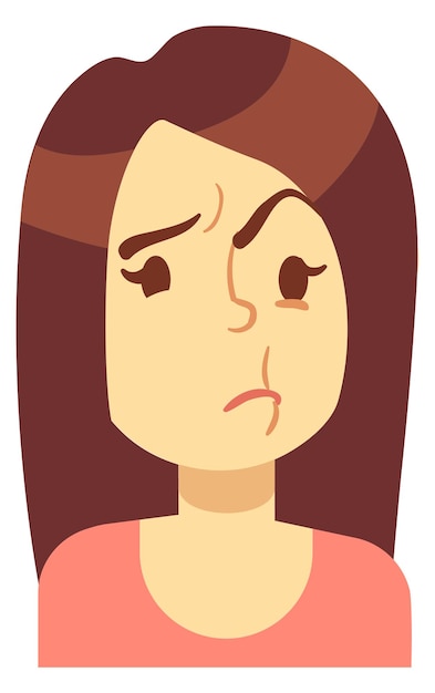 Vector grimacing female character smirky smile woman avatar