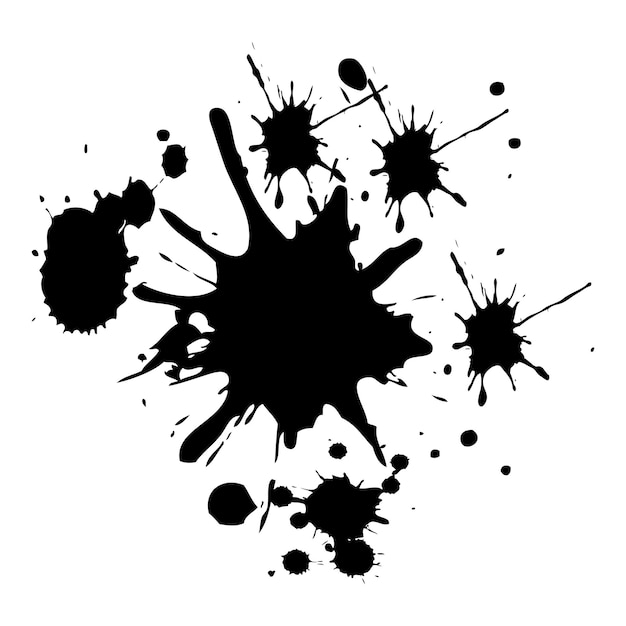 Grime Vector Illustration ink spots set bloat collection in black and white