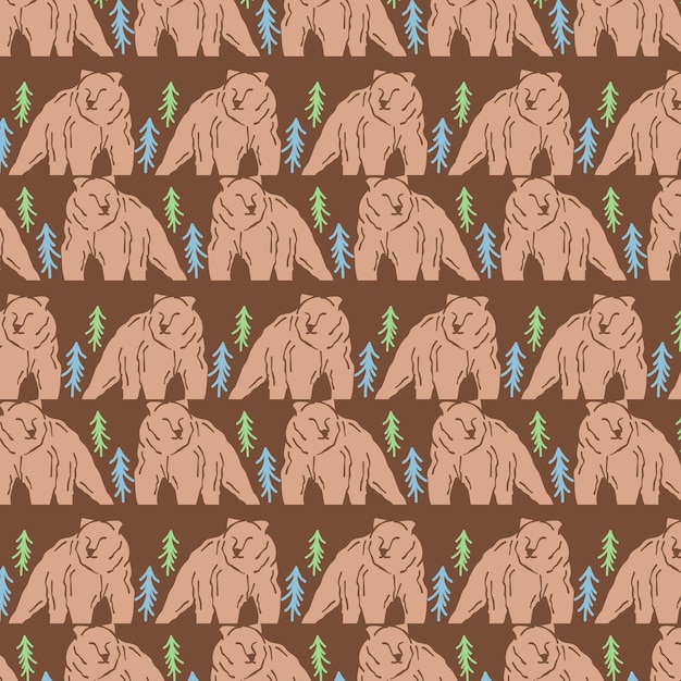 Grizly Bear Hand drawn pattern design