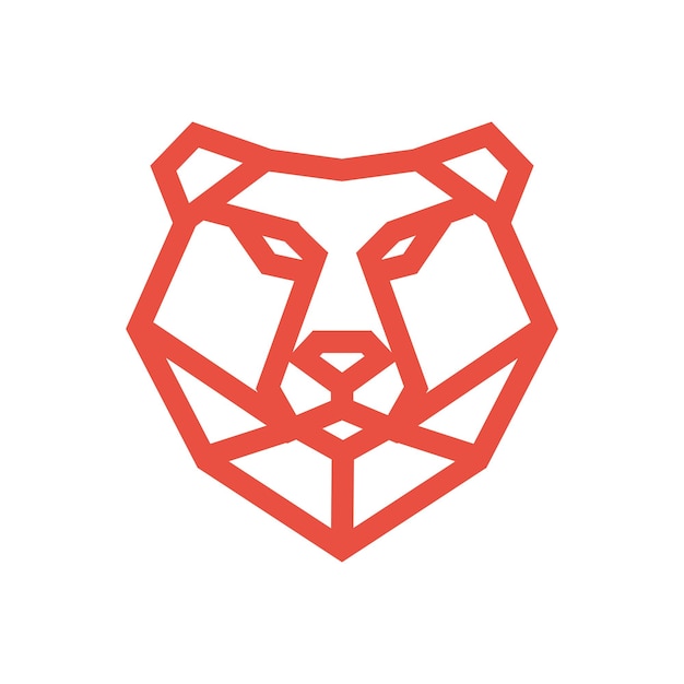 Vettore concetto di design del logo poligonale dell'orso grigio isolato su uno sfondo bianco