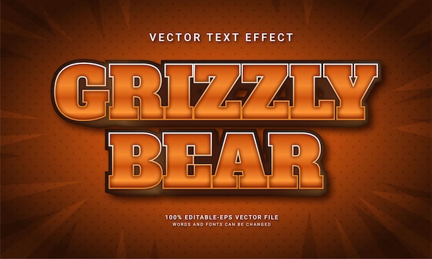 Grizzly bear 3d tekststijleffect thema wild van leven