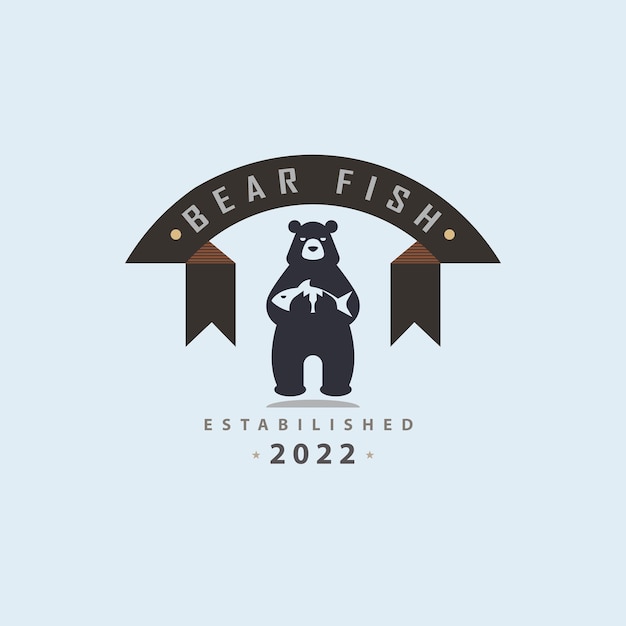 Вектор Шаблон дизайна логотипа медведя гризли для бренда или компании и других