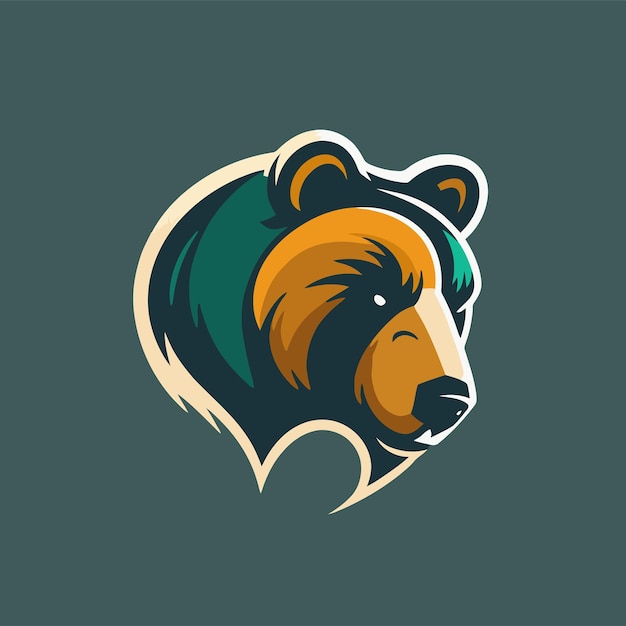 Grizzly bear head logo symbol design template emblem sport logo