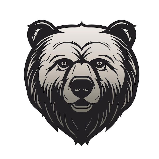 Grizzly bear head vector illustration isolated on white background