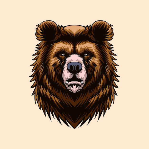 Grizzly Bear Head Vector Illustration