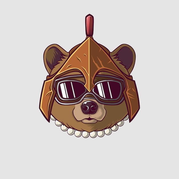 Vector grizzly bear illustration in a cute style