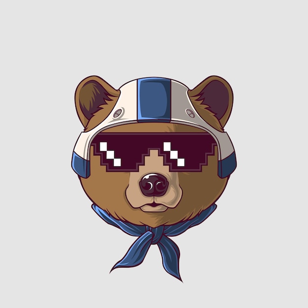 Vector grizzly bear illustration in a cute style