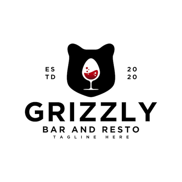 Logo dell'azienda del ristorante di design del logo dell'orso grizzly