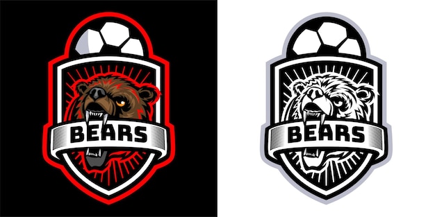 Logo di calcio mascotte orso grizzly