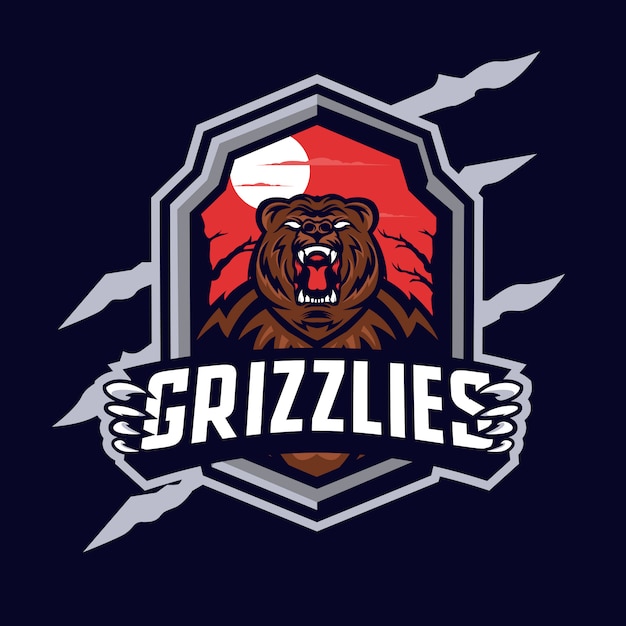 Grizzly bear mascot logo