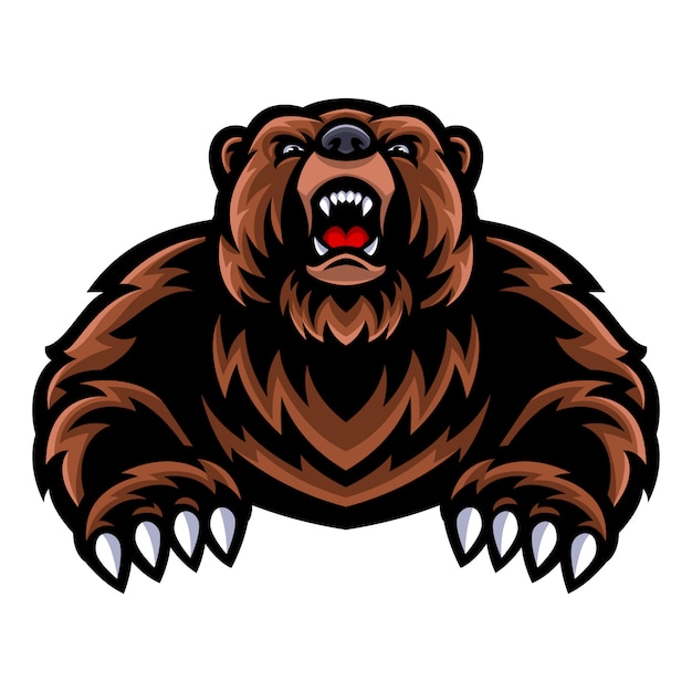 Vettore logo mascotte orso grizzly