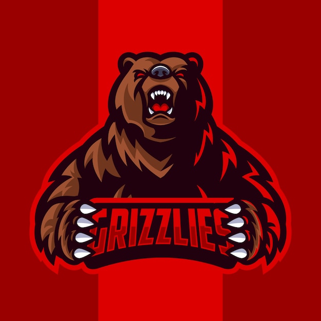 Logo mascotte orso grizzly