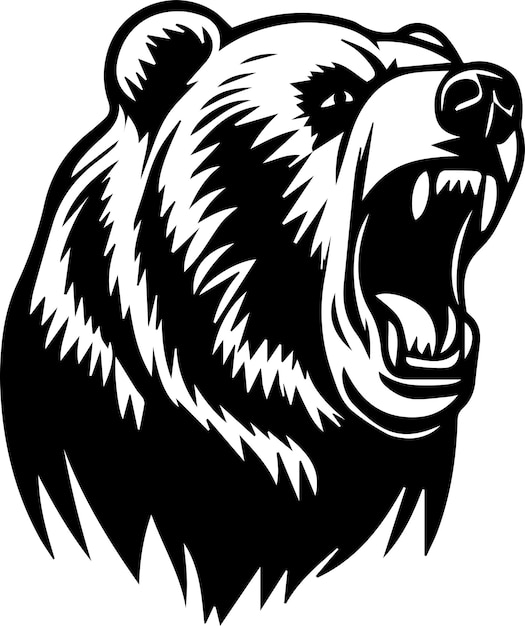 Vector grizzly bear monogram logo monochrome design style