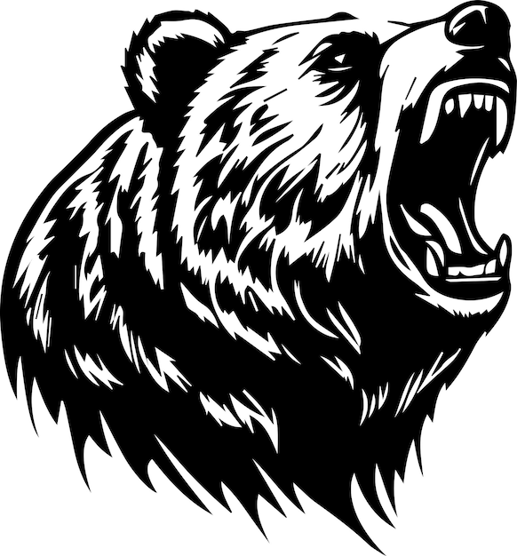 Grizzly Bear Monogram Logo Monochrome Design Style