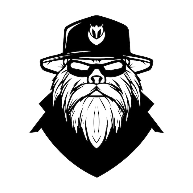 Vettore orso grizzly in un cappello della polizia disegno del logo della mascotte dell'illustrazione vettoriale