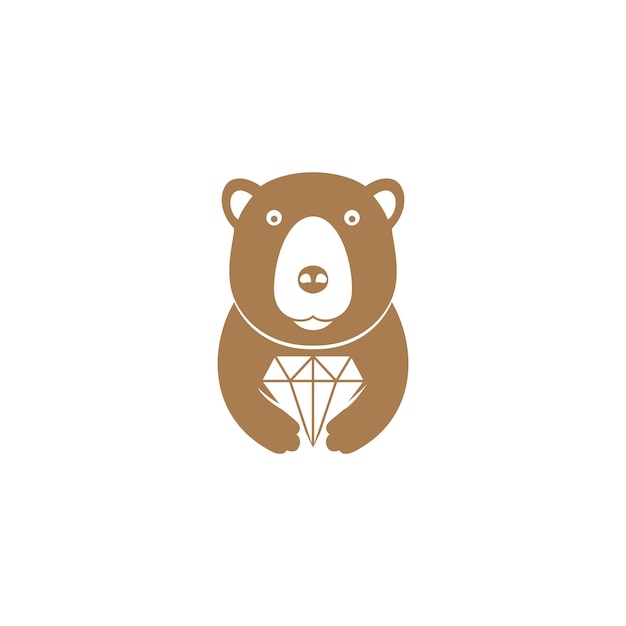 Grizzly bear with diamond logo symbol icon vector graphic design illustration idea creative