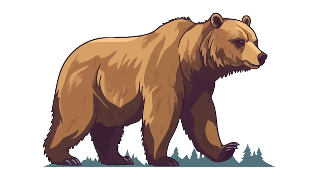 Grizzly beer Afbeelding van een schattige wandelende grizzly beer geïsoleerd op wit