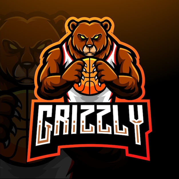 Grizzly beer esport logo mascotte ontwerp