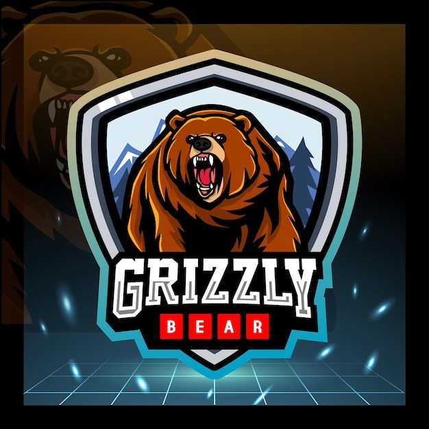 Grizzly beer mascotte esport logo ontwerp