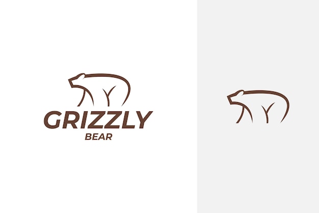 Grizzly beer vector logo ontwerp in overzicht lijn kunststijl