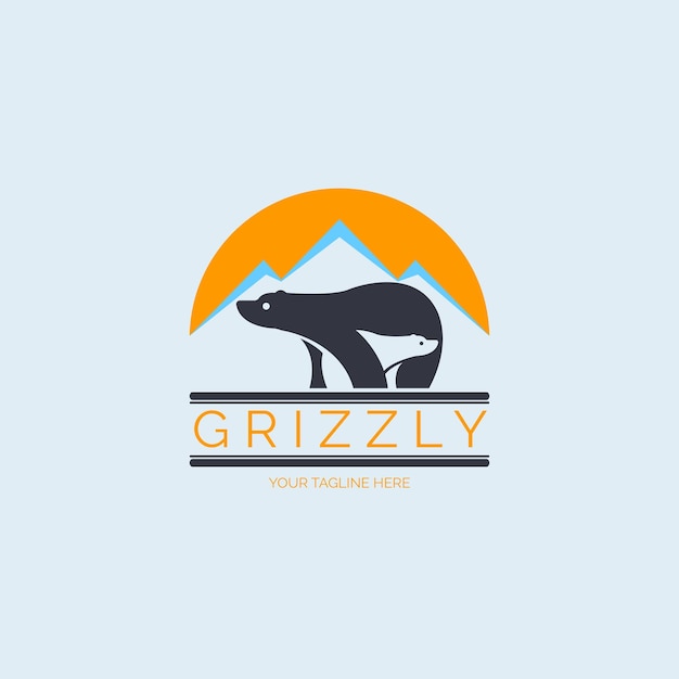 Vettore modello di logo grizzly polar bear per marchio o azienda e altro