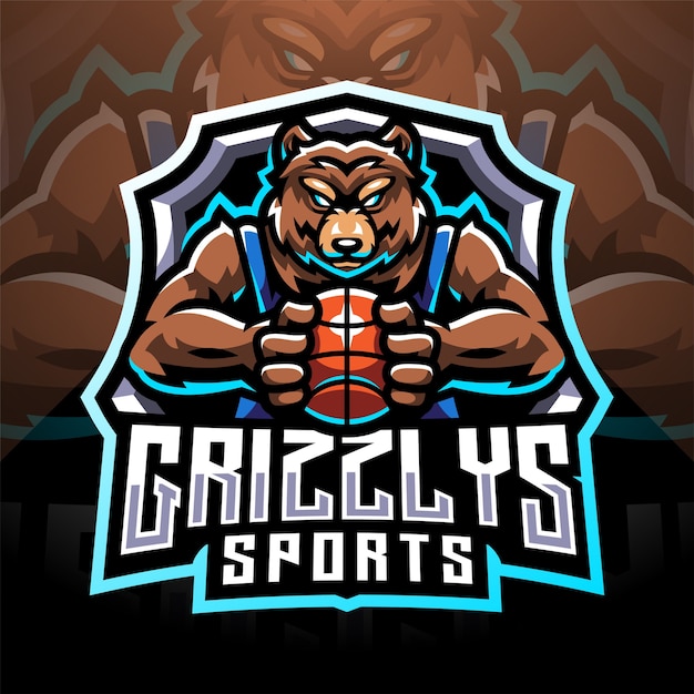 Grizzlys esport mascotte logo ontwerp