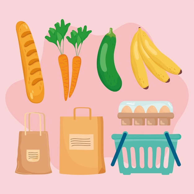 Vector groceries icon set